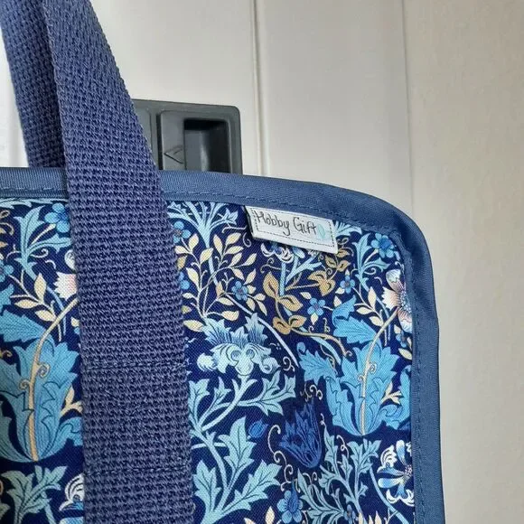 Hobby Gift Craft Bag Blue Floral Zippered With Inserts For Craft Projects & Tool - Picture 6 of 11